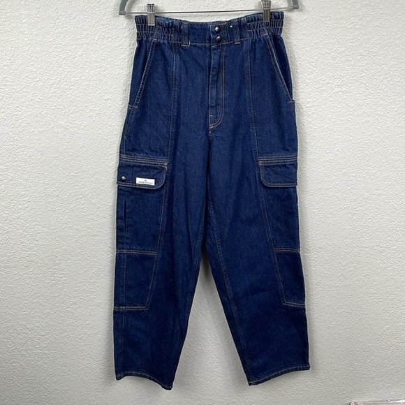 BDG Blaine Cargo Skate Jeans Utility Stretch Waist Loose Dark Wash Sz 29 - Picture 4 of 16